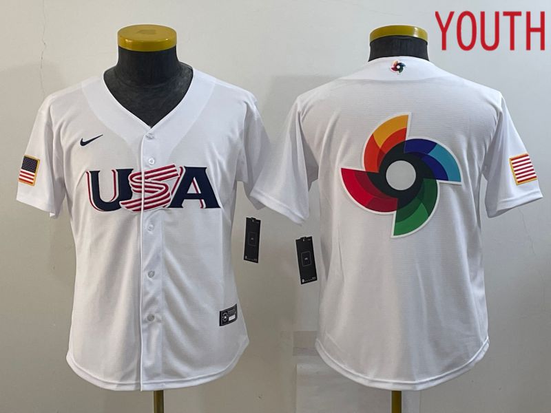 Youth 2023 World Cub USA Blank White Nike MLB Jersey7->youth mlb jersey->Youth Jersey